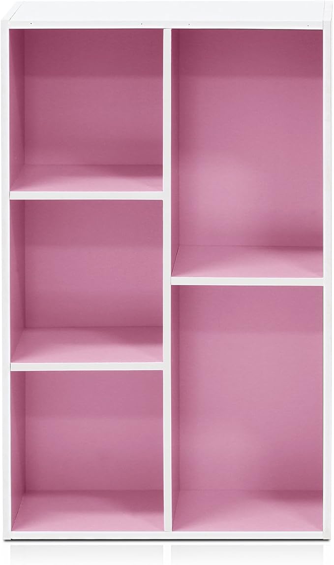 Furinno LUDER Book Shelf, 5-Cube Bookshelf, Reversible Bookcase, 9.4 x 19.5 x 31.5, Easy Assembly, for Living Room, Bedroom, 