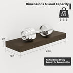 Floating Shelves Board for Wall with Brackets – 24" L x 10" W x 2" T Rich Walnut Melamine Wood Floating Shelves for Bathroom,