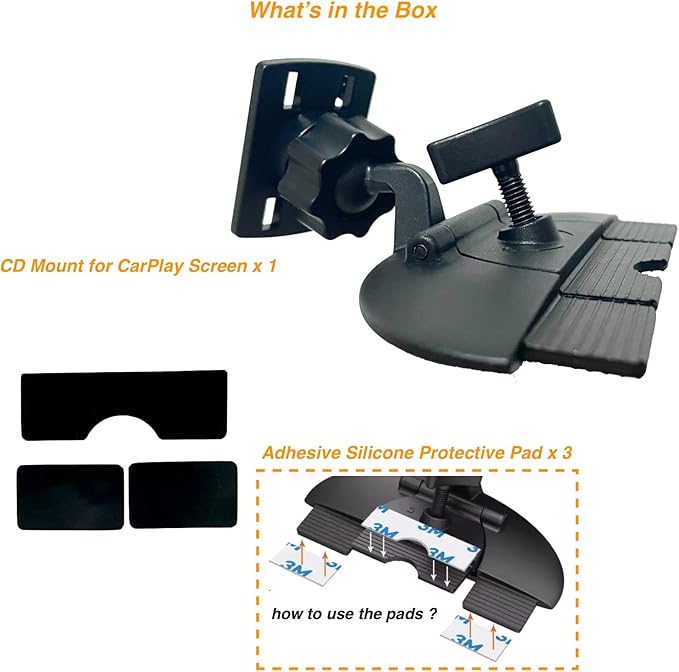 EXTOMUXE CD Slot Mount for CarPlay Screen [Secure 4-Button Lock], 360° Rotation CD Mount for CarPlay Screen Compatible with GPS Monitors