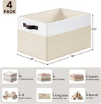 Criusia 4 Pack Baby Clothes Organizer Bins, Fabric Collapsible Storage Baskets with Handles, Odorless Storage Bins for Toy Cl