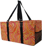 NGIL Extra Large Utility Tote Reusable Grocery Bag Oversized Collapsible for Groceries, Storage, Picnic, Beach (Retro World-black)