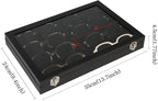 Wudygirl Jewelry and Sunglass Organizer - 8 Slot Storage With Clear Lid, Leather Eyeglasses Display for Women and Men (8 Grid