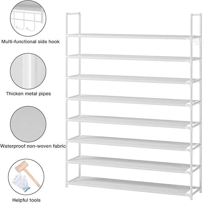OYREL 8 Tier Shoe Rack Organizer Large Shoe Storage Rack for Closet Entryway Shoe Holder Space Saving Shoe Shelf Shoe Stand T