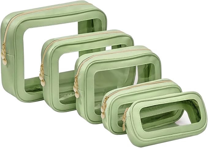 5PCS Diaper Bag Organizer Pouch Set, Clear Organizer Bags, TSA Approved Toiletry Bag, Clear Waterproof Cosmetic Bags with Zip