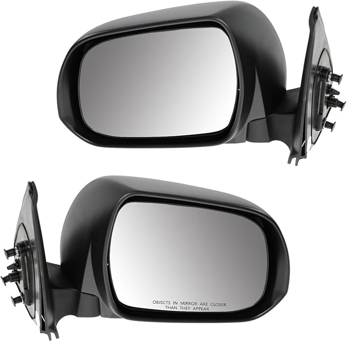 TRQ 2 Piece Driver and Passenger Side Mirror Assembly Set Manual Adjustment Non-Heated No Memory Textured Compatible with 201