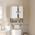MAHANCRIS Bathroom Wall Cabinet with 2 Door and Adjustable Shelf, Medicine Cabinet with Towel Rack, 3-Tier Wall Mounted Stora