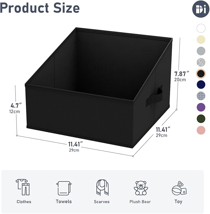 DIMJ Closet Storage Bins 12 Pack - Fabric Storage Baskets for Shelves, Collapsible Clothes Organizer with Handles, Trapezoid 