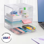 STORi Chloe Space-Saving Clear Drawer Organizer (4 Drawer Set) Sort Office, Kitchen, Beauty Supplies, Makeup, Pens, Jewelry, 