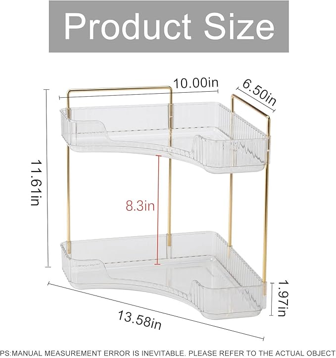 INVSSENE Corner Bathroom Countertop Organizer, Vanity Trays for Counter, Makeup Organizers, Perfume Tray, Kitchen Spice Rack,