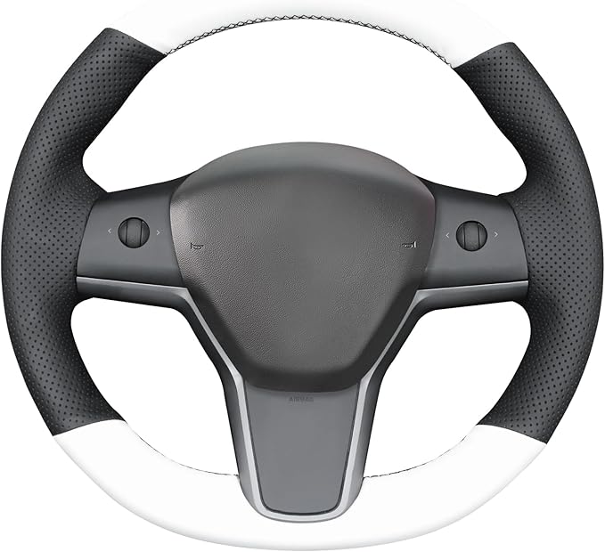 MEWANT Hand Stitched Steering Wheel Cover for Tesla Model 3 2017-2023 / Model Y 2020-2023 for Tesla Model 3/Y Accessories