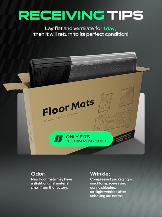 YHTAUTO Floor Mats Fit 2016-2023 Toyota Tacoma (Double Only for Automatic), TPE Floor Liners All-Weather Protection Custom Fit, 1st & 2nd Row, Set of 3 Black