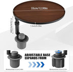 Car Desk for Laptop, Portable 360° Rotation Wooden Steering Wheel Tray (Cup Holder Mounted) for Food, Eating, Office, Compatible with Tesla Model Y/3 & Most Vehicles