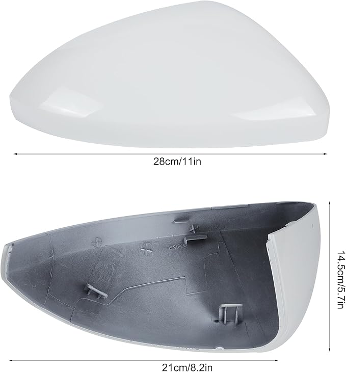 DERI Passenger Side Mirror Cap Compatible with Volkswagen Jetta 2019 2020 2021 2022 2023 2024 2025, Right Side Mirror Cover fit for VW Jetta US Version Without Turn Signals, Super white