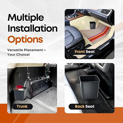Car Trash Can Waterproof Vehicle Garbage Bin, Leakproof Anti Slip Floor Mat Clip Trash Bag Holder for Car, Truck, SUV, Van Portable Auto Trash Container with Stability Clips (Gray, Small)
