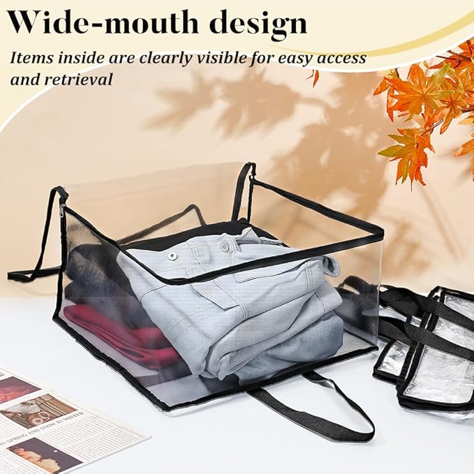 12pcs Clear Storage Bags 40L Large Plastic Blanket Storage with Zipper and Handle Closet Organizers Containers Foldable Movin