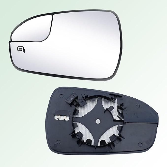 Driver Side Mirror Glass compatible with Ford Fusion 2013-2020, Heated, Back Plate, w/o Blind Spot Detect