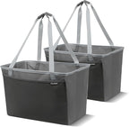 CleverMade Collapsible Tote Basket MAX (64L) – Extra Large Foldable Carry-All Storage Bin with Front Pocket, 60 lb Capacity L