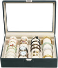 Bracelets Organizer Rods Bangles Display Holder, Clear See through Lid Leather Velvet Jewelry Storage Box Case for Women, 4 R