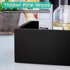 ALELION Black Bathroom Basket - Wooden Toilet Tank Paper Basket with Handle for Organizing - Back of Toilet Storage Organizer