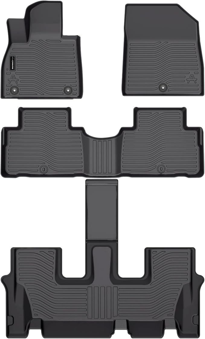 Auxko All Weather Floor Mats Fit for Hyundai Palisade 7&8 Seat 2020-2024 2025 TPE Rubber Liners Palisade Accessories Set All Season Guard Odorless Anti-Slip Floor Mats