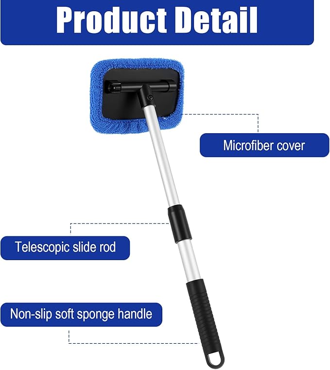 18PCS Windshield Cleaner Tool, Inside Car Window Cleaning Tool with 3 Window Tint Squeegee, 9 Microfiber Pads and 3 Spray Bottles for Car Windshield Window, Mirror, Glass Door