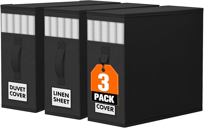 WOWBOX Sheet Organizers and Storage,Closet Bed Sheet Organizer Under Bed Storage and Organization with Label Cards & Clear Wi