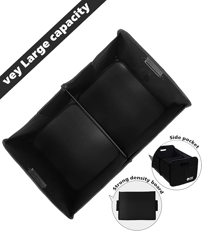Long Pond Car Trunk Organizer, Storage for SUVs or Sedans, Foldable Cargo Containers with 9 Pockets and Reinforced Handles,