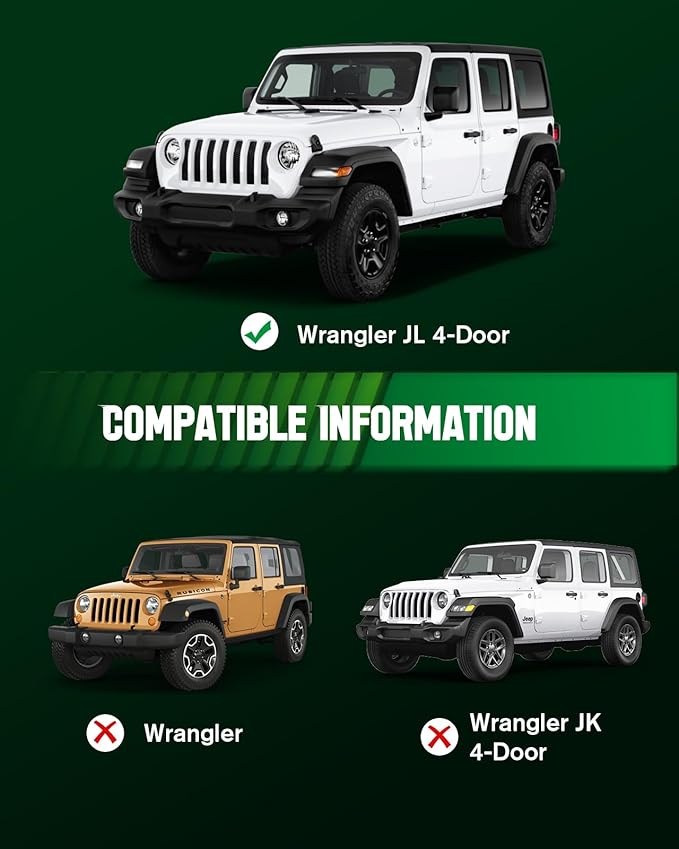 Floor Mats fit for Jeep Wrangler JL 2018-2024 (Not for JK or 4XE), TPE Rubber Car Mats All Weather Custom Floor Liners for Jeep Wrangler JL 4 Door 1st and 2nd Row Front & Rear Non-Slip Odorless, Black