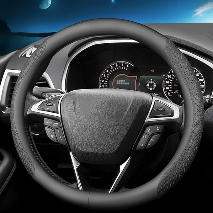 HAOTULE Nappa Leather Slim and Stylish Steering Wheel Cover, for Ford Steering Wheel Cover Accessories Interior Modification,