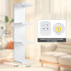 LinTimes 4-Tier LED Wall Shelf with Remote Control, White Floating Shelves Unit, Wall Mounted Display Storage