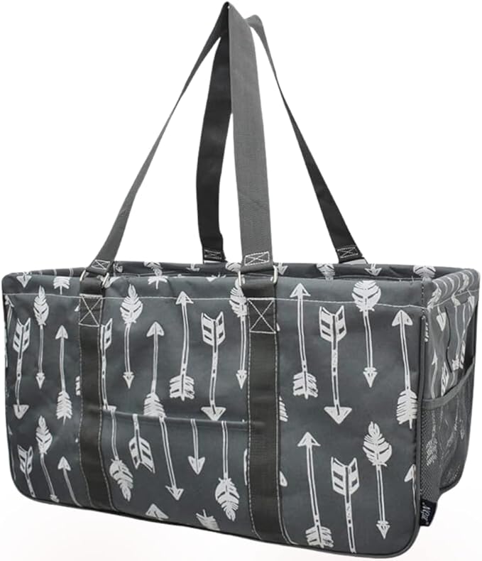 NGIL Extra Large Utility Tote Reusable Grocery Bag Oversized Collapsible for Groceries, Storage, Picnic, Beach (Arrow-gray)