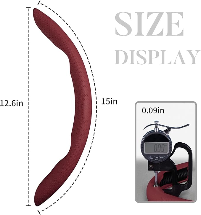 Car Steering Wheel Cover Leather Snap On 3Pcs Set Non-Slip Protector Wrap Steering Wheel Accessories 14.5-15 inch Universal W