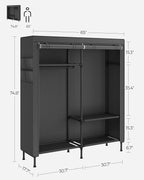 SONGMICS Wardrobe Closet, 65 Inch Heavy Duty Portable Closet, Freestanding Closet Organizer, Clothes Rack with Cover, 2 Hangi