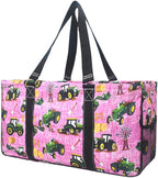 NGIL Extra Large Utility Tote Reusable Grocery Bag Oversized Collapsible for Groceries, Storage, Picnic, Beach (Tractor Farm-Black)