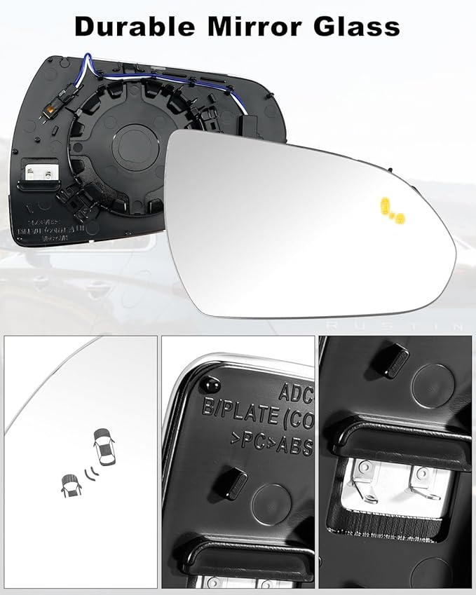 Heated Mirror Glass Passenger Side Fit for Hyundai Ioniq 2017-2022 Elantra 2017-2019, Blind Spot Detection Mirror Glass Repla
