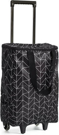 Small Shopping Cart with Wheels, Rolling Shopping Bag, Collapsible Grocery Cart, Portable Foldable Shopping Trolley Pull Handle, Small Folding Trolley Cart, Rolling Tote for Travel, Camping (Black)