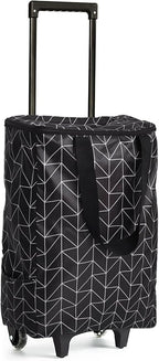 Small Shopping Cart with Wheels, Rolling Shopping Bag, Collapsible Grocery Cart, Portable Foldable Shopping Trolley Pull Handle, Small Folding Trolley Cart, Rolling Tote for Travel, Camping (Black)