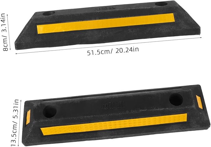 Parking Block Garage Car Stopper Reflective Stripes Heavy Duty Vehicle Stop Aid for Driveway and Rv Easy to Install Tire Stops for Garage Floor