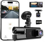 WiFi 1080P 3 Channel Dash Camera for Car Front and Inside Dashcam Car Security Video Recorder,170°Wide Angle Vehicle Cam,WDR,