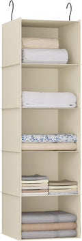 Hanging Closet Organizer, Easy Mount Foldable 5-Shelf Hanging Closet Wardrobe Storage Shelves, Clothes Handbag Shoes Accessor