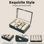 Bracelets Organizer Rods Bangles Display Holder, Clear See through Lid Leather Velvet Jewelry Storage Box Case for Women, 4 R