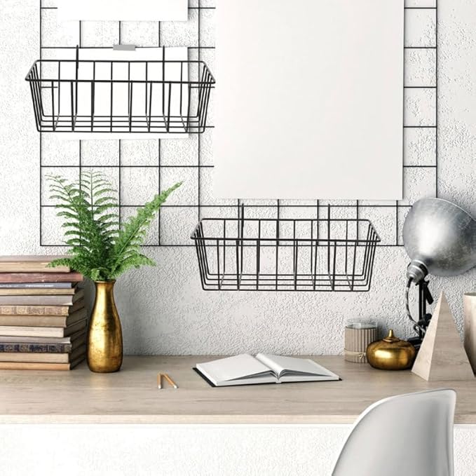 Alipis Wire Basket Organizer Kitchen Storage Shelves Sturdy Wall Hanging Rack 1pc