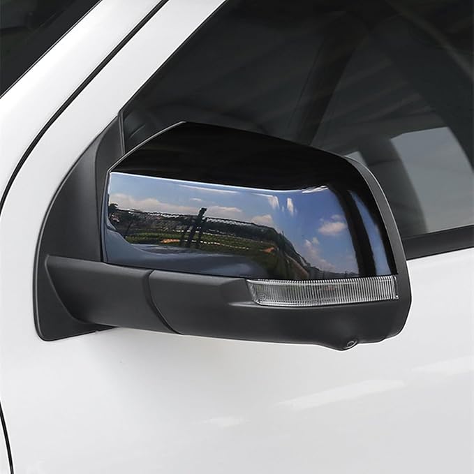 ZiWen Sport Carbon Fiber Gloss Black Door Rearview Mirror Cover Trim for Ford Ranger Everest 2024 2025 2026 (Gloss Black)