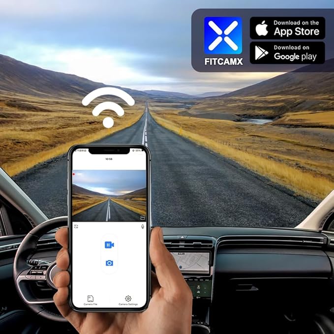 Fitcamx 4K Dash Cam Adapts for Hyundai Santa Cruz & Tucson 2022-2026 (Part NO#N9000), OEM Factory Look, UHD 2160P Video, Buil