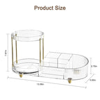 Makeup Organizer Countertop for Vanity, Rotating Perfume Tray with 5-compartment Cosmetic and Skincare Organizers, Multi-Purp