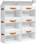 Homsorout Large Storage Bins with Lids - 6 Pack Foldable Decorative Organizers with Clear Windows & Handles, Cube Storage Org