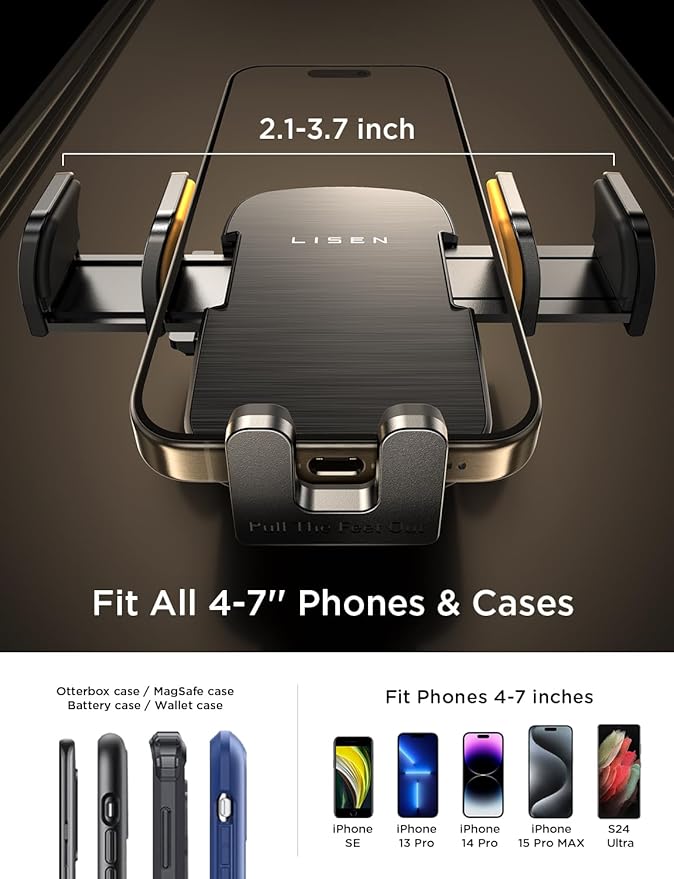 LISEN CD Phone Holder for Car iPhone 17 Adjustable CD Slot Phone Mount Holder Sturdy Cell Phones Holders for Your Car Accessories for Samsung Galaxy S25 S24 iPhone 16 15 Pro Max All Phones