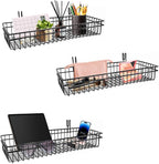 ANZOME 2 Pcs Metal Grid Wall Baskets with Hooks - Black Hanging Wire Basket Grid Wall Shelves - Multi Function Storage Organi