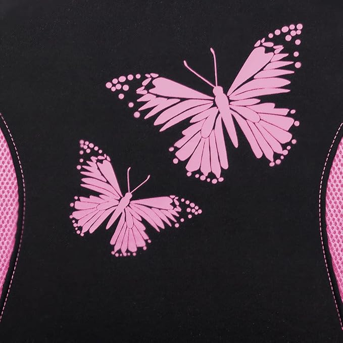 Flying Banner Butterfly car seat Covers ful Set Fashion Universal Lady Woman Female Rear Bench Split Colorized (Pink Black, F