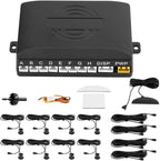 Car Reverse Backup Parking Sensor System Universal LED Parking Detector Monitor with 8 Sensor, 12V DC, 0.3-2.5m
